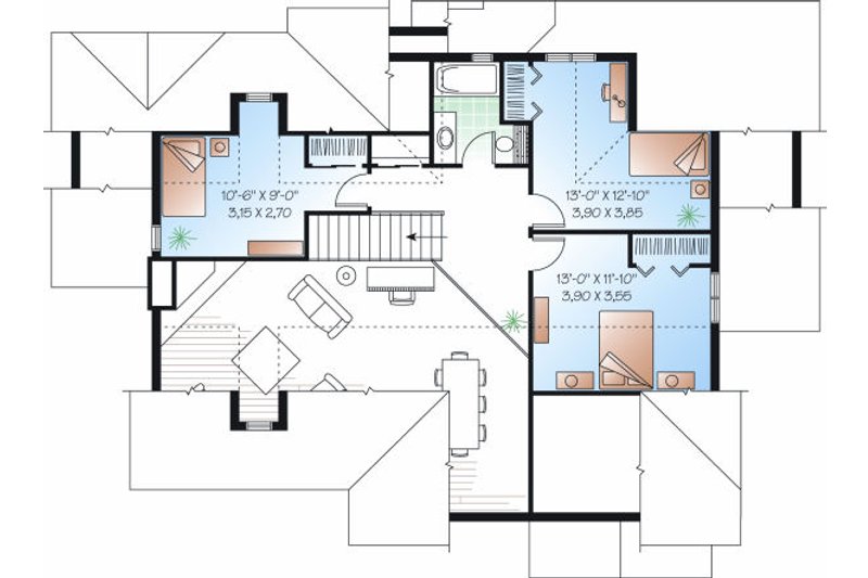 Home Plan - Floor Plan - Upper Floor for Traditional House Plan #23-727 - 4 bed, 2 bath