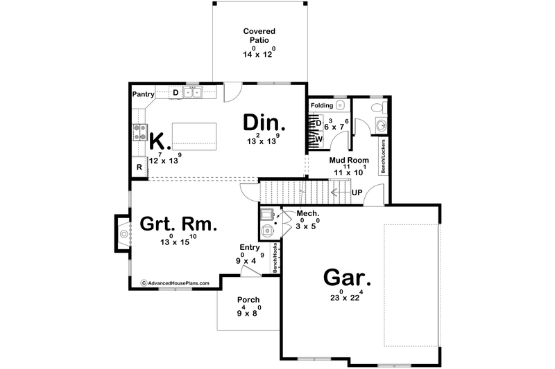 House Design - Floor Plan - Main Floor for Tudor House Plan #455-368 - 3 bed, 2.5 bath
