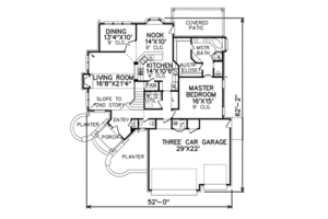 Floor Plan - Main Floor for Traditional House Plan #65-362 - 4 bed, 3 bath