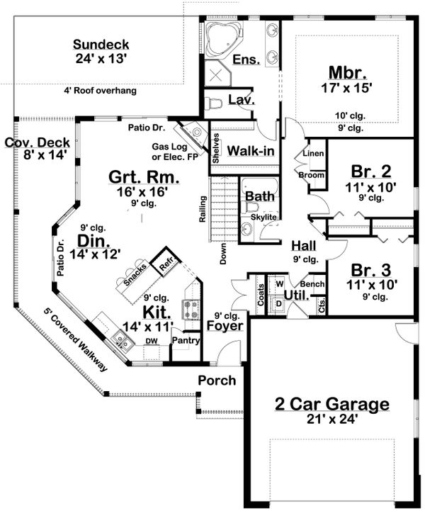 Craftsman Floor Plan - Main Floor Plan #126-182