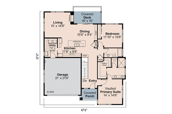 Floor Plan - Main Floor for Modern House Plan #124-1467 - 4 bed, 3 bath
