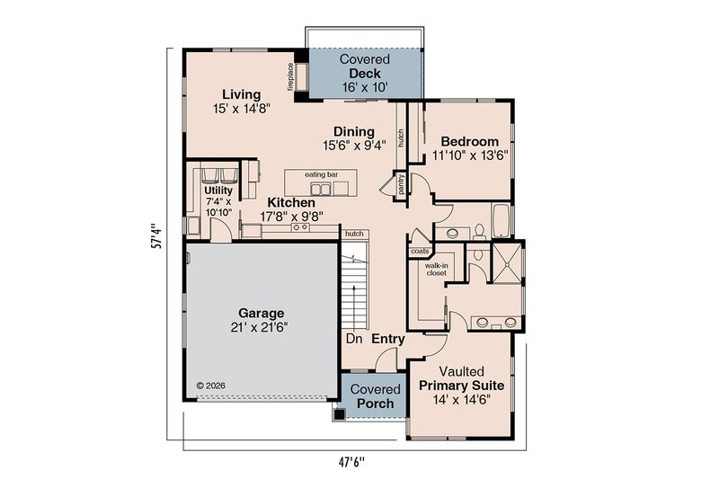 Dream House Plan - Floor Plan - Main Floor for Modern House Plan #124-1467 - 4 bed, 3 bath