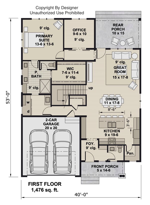 Home Plan - Floor Plan - Main Floor for Craftsman House Plan #51-1556 - 4 bed, 4.5 bath
