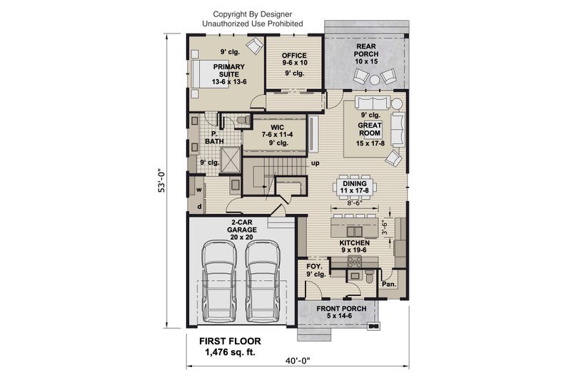 Home Plan - Floor Plan - Main Floor for Craftsman House Plan #51-1556 - 4 bed, 4.5 bath