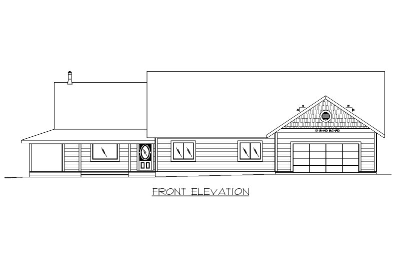 House Blueprint - Exterior - Front Elevation 3 for Ranch House Plan #117-989 - 3 bed, 2 bath