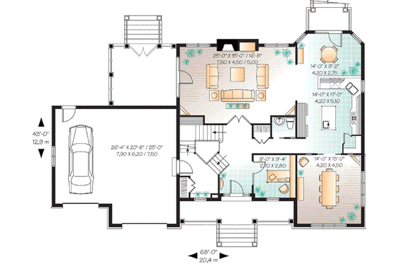 Floor Plan - Main Floor for Country House Plan #23-655 - 3 bed, 2.5 bath