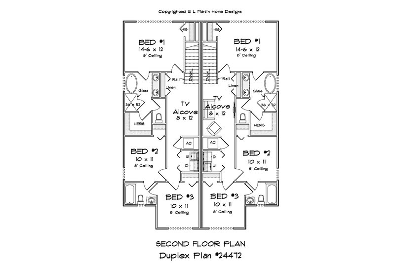 House Design - Floor Plan - Upper Floor for Cottage House Plan #513-2265 - 3 bed, 2.5 bath