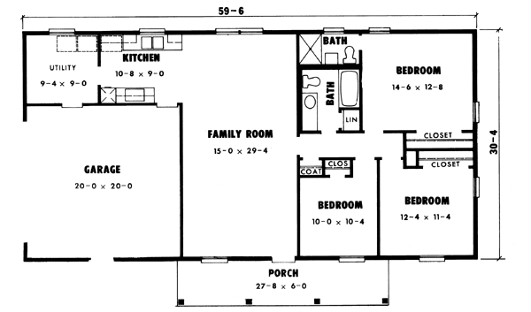 Ranch Floor Plan - Main Floor Plan #10-122