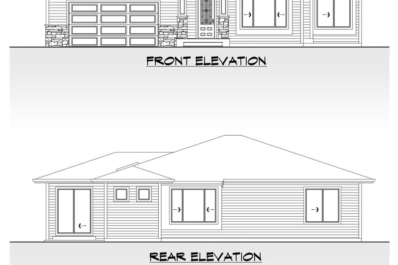 Home Plan - Exterior - Other Elevation for Prairie House Plan #1066-300 - 1 bed, 2 bath