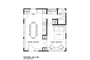 Floor Plan - Main Floor for Craftsman House Plan #917-35 - 1 bed, 1 bath
