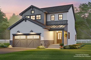 House Blueprint - Farmhouse Exterior - Front Elevation Plan #51-1467