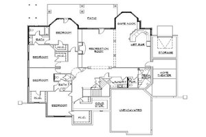 Floor Plan - Lower Floor for Craftsman House Plan #5-334 - 6 bed, 5 bath