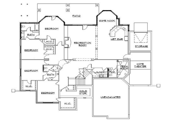 Home Plan - Craftsman Floor Plan - Lower Floor Plan #5-334