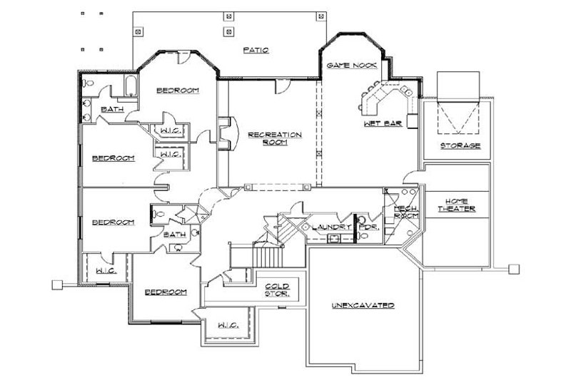 Dream House Plan - Floor Plan - Lower Floor for Craftsman House Plan #5-334 - 6 bed, 5 bath