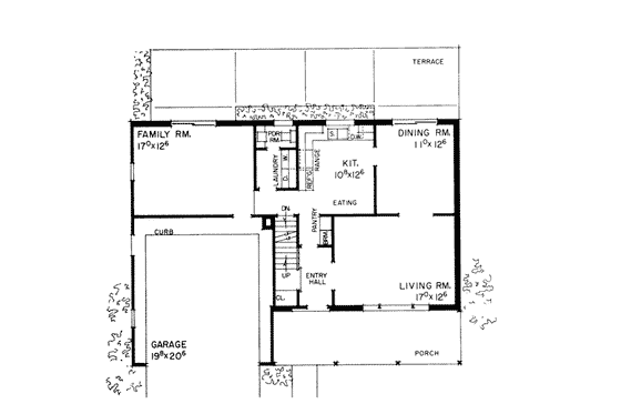 Floor Plan - Main Floor for Traditional House Plan #72-200 - 3 bed, 2.5 bath