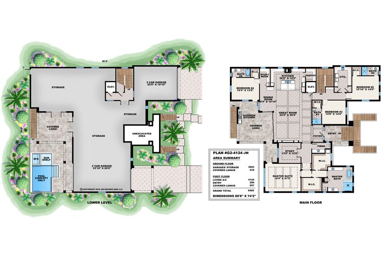 Home Plan - Floor Plan - Main Floor for Beach House Plan #1083-7 - 4 bed, 4.5 bath