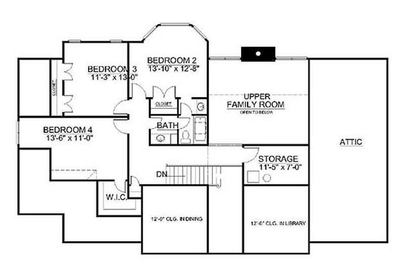 Home Plan - Floor Plan - Upper Floor for Classical House Plan #119-245 - 4 bed, 2 bath