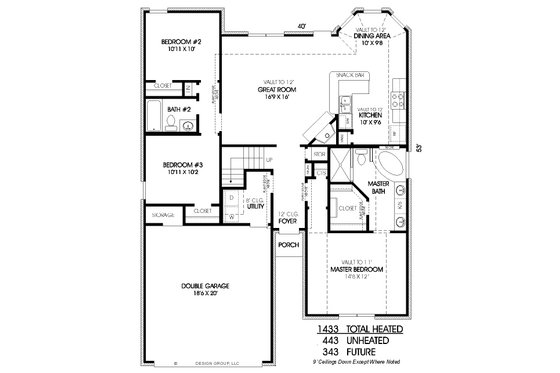 Floor Plan - Main Floor for European House Plan #424-270 - 3 bed, 2 bath