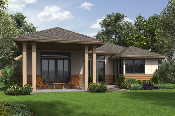 Exterior - Rear Elevation for Contemporary House Plan #48-687 - 3 bed, 2.5 bath