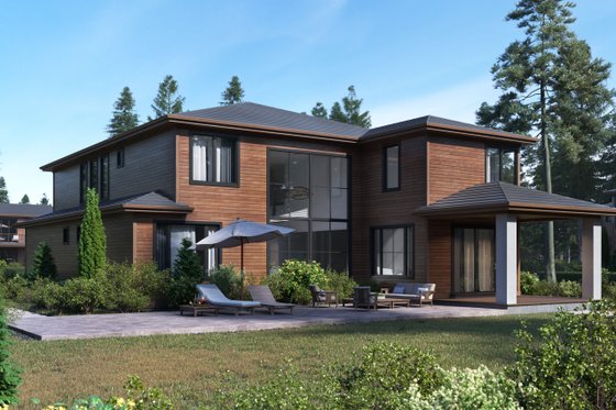 Exterior - Rear Elevation for Contemporary House Plan #1066-17 - 5 bed, 4.5 bath