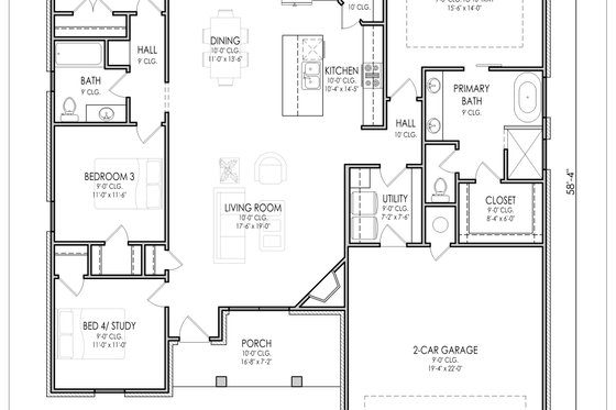 Exterior - Front Elevation 6 for Farmhouse House Plan #1119-8 - 4 bed, 2 bath