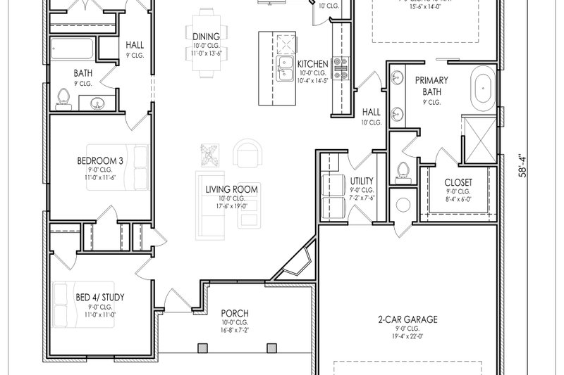 Architectural House Design - Exterior - Front Elevation 6 for Farmhouse House Plan #1119-8 - 4 bed, 2 bath