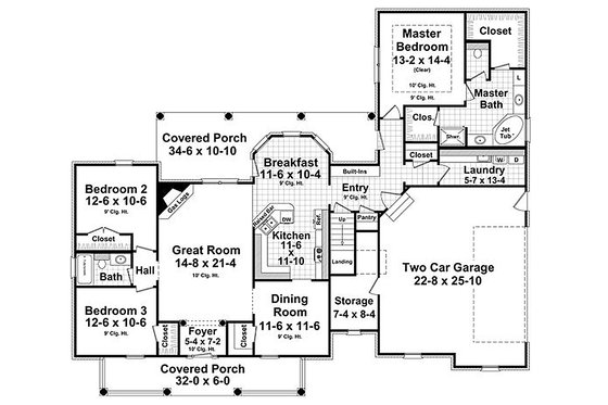 Floor Plan - Main Floor for Traditional House Plan #21-329 - 3 bed, 2 bath