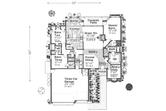 Floor Plan - Main Floor for European House Plan #310-402 - 3 bed, 2.5 bath