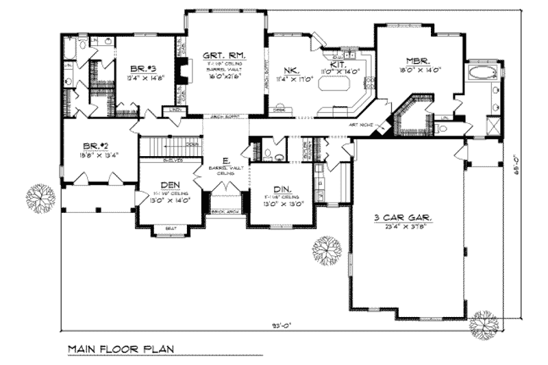 Dream House Plan - Floor Plan - Main Floor for European House Plan #70-468 - 3 bed, 2.5 bath