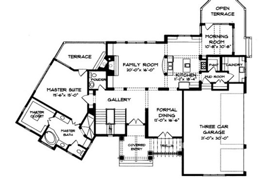 Floor Plan - Main Floor for Tudor House Plan #413-114 - 4 bed, 3 bath