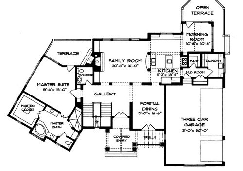 Architectural House Design - Floor Plan - Main Floor for Tudor House Plan #413-114 - 4 bed, 3 bath
