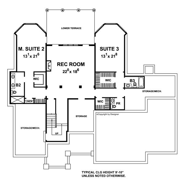 House Plan Design - Craftsman Floor Plan - Lower Floor Plan #20-2454