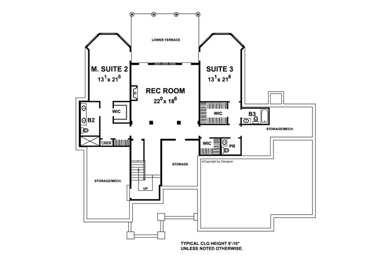 Architectural House Design - Floor Plan - Lower Floor for Craftsman House Plan #20-2454 - 3 bed, 4.5 bath