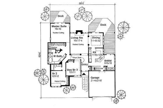 Floor Plan - Main Floor for Traditional House Plan #50-202 - 3 bed, 2 bath