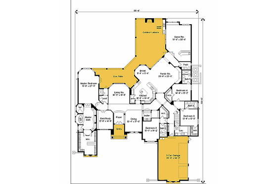 Floor Plan - Main Floor for Mediterranean House Plan #135-187 - 4 bed, 6.5 bath