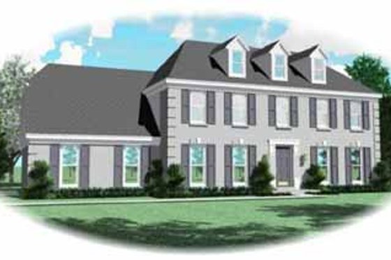 Exterior - Front Elevation for Colonial House Plan #81-206 - 4 bed, 2.5 bath