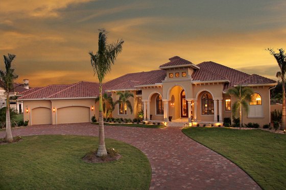 Exterior - Front Elevation for European House Plan #27-530 - 4 bed, 5 bath