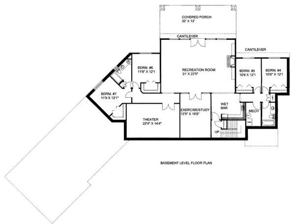 Craftsman Floor Plan - Lower Floor Plan #117-709
