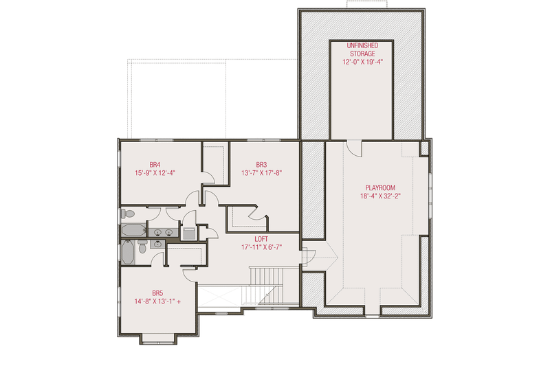 House Blueprint - Floor Plan - Upper Floor for Tudor House Plan #1079-7 - 5 bed, 4 bath