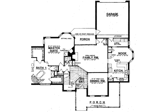 Floor Plan - Main Floor for Traditional House Plan #40-273 - 4 bed, 3.5 bath