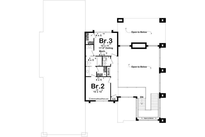 House Blueprint - Floor Plan - Upper Floor for Modern House Plan #455-356 - 3 bed, 2.5 bath