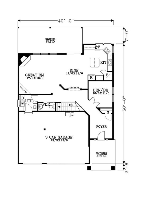 Craftsman Floor Plan - Main Floor Plan #53-547