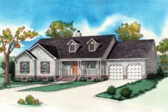 Exterior - Front Elevation for Country House Plan #16-286 - 3 bed, 2 bath