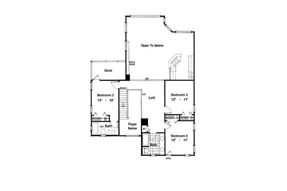Floor Plan - Upper Floor for Mediterranean House Plan #417-302 - 4 bed, 3.5 bath