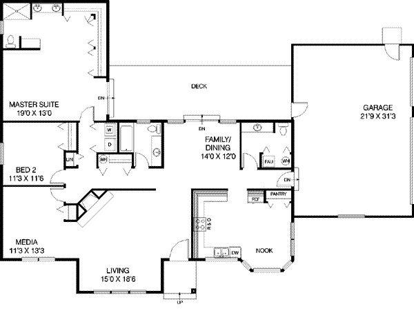 Ranch Floor Plan - Main Floor Plan #60-316