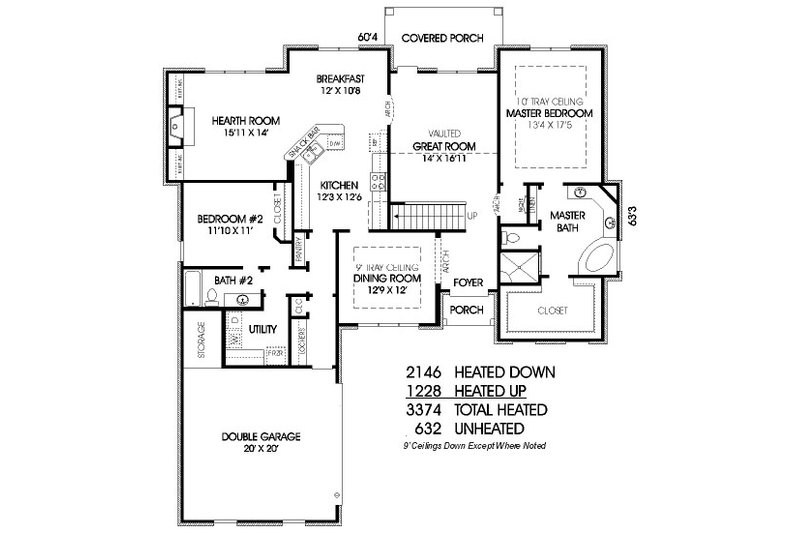 European Style House Plan - 4 Beds 3 Baths 3374 Sq/Ft Plan #424-262 ...