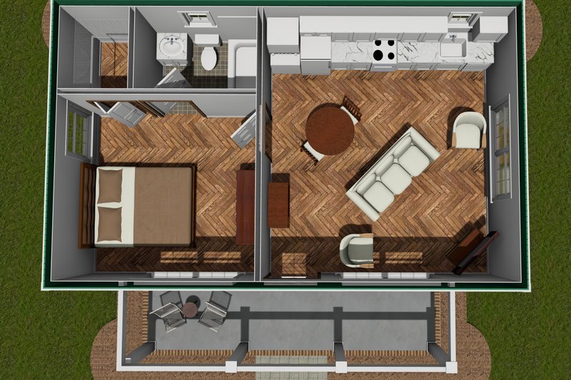 Architectural House Design - Floor Plan - Main Floor 1 for Cottage House Plan #513-2262 - 1 bed, 1 bath