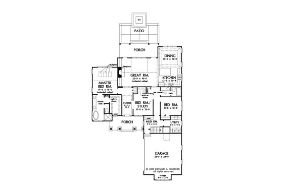 Floor Plan - Main Floor for Cottage House Plan #929-1084 - 3 bed, 2 bath