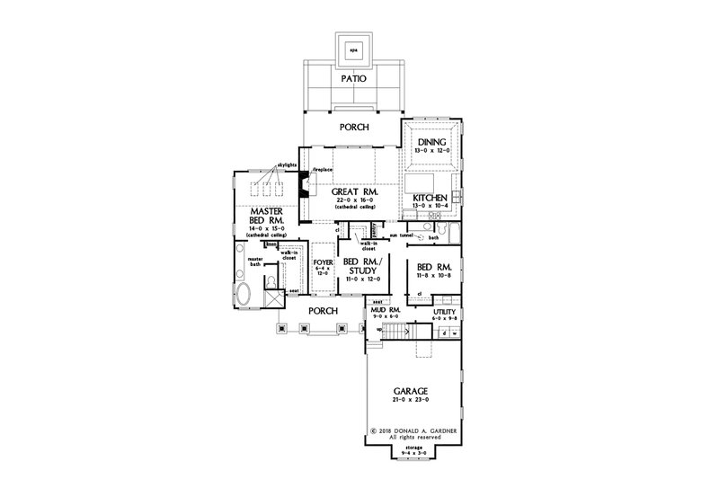Architectural House Design - Floor Plan - Main Floor for Cottage House Plan #929-1084 - 3 bed, 2 bath