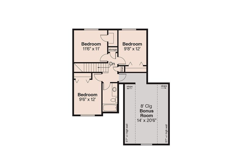 Home Plan - Floor Plan - Upper Floor for Farmhouse House Plan #124-538 - 4 bed, 2 bath